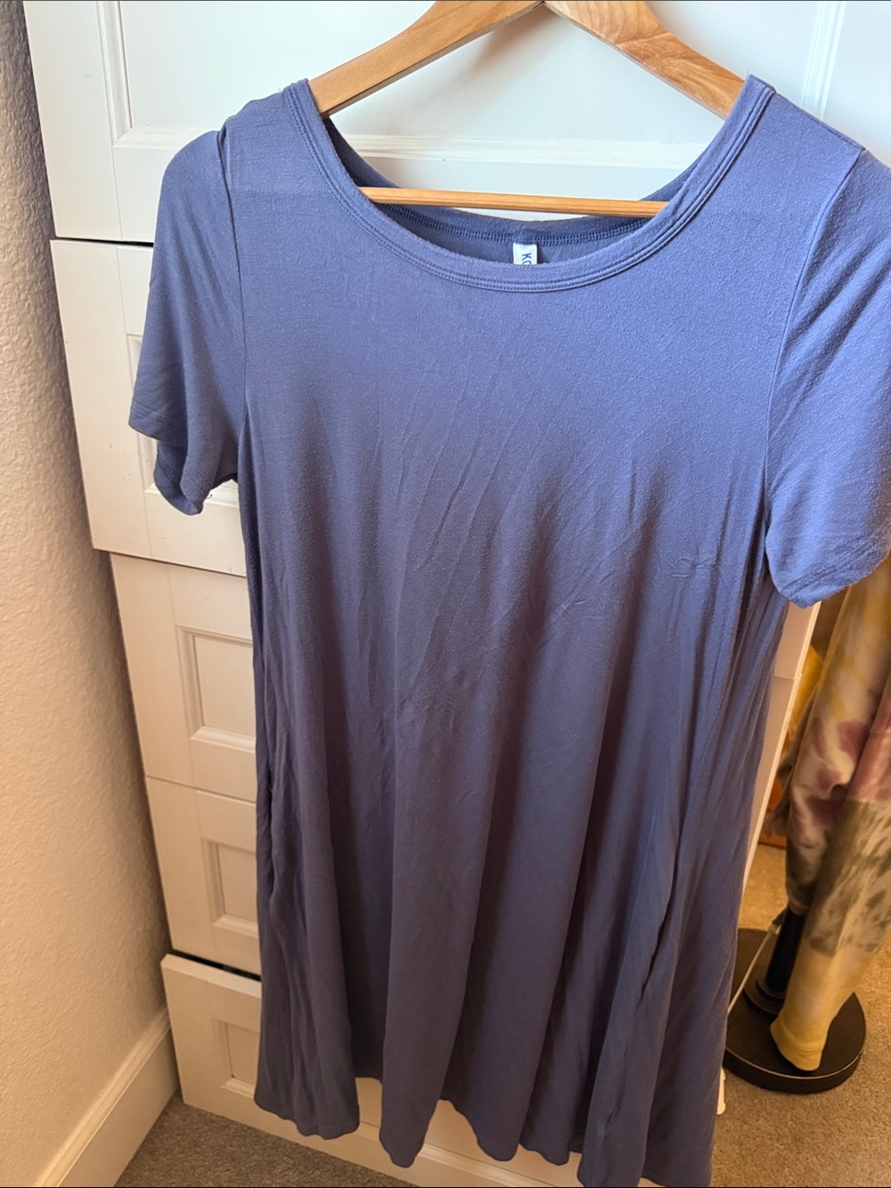 Everyday Scoop Neck Short Sleeve Dress in Dusty Blue